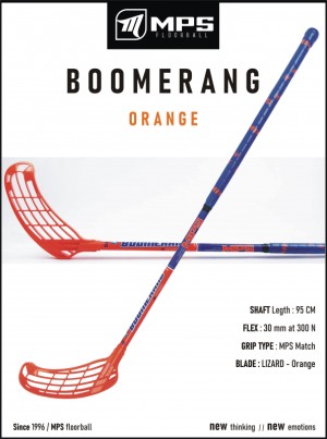 Florbalová hokejka MPS BOOMERANG Orange | DJK Sport B2B