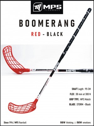 Florbalová hokejka MPS BOOMERANG Red-Black | DJK Sport B2B