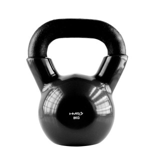 Kettlebell pokrytý vinylom HMS KNV08 8 kg, čierny | DJK Sport B2B