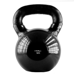 Kettlebell pokrytý vinylom HMS KNV16 16 kg, čierny | DJK Sport B2B