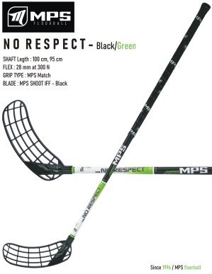 Florbalová hokejka MPS NO RESPECT Black/Green 95 cm | DJK Sport B2B