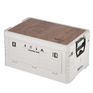 Skladací box NILS Camp NCB4002 2v1 s vekom a drevenou doskou 32L béžový | DJK Sport B2B