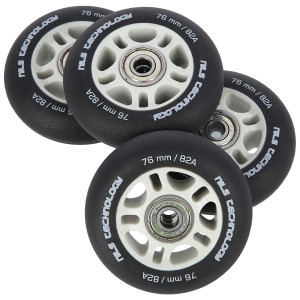 Matné kolieska NILS Extreme PU 76x24 82A s ložiskami ABEC 9, čierne, 4 ks | DJK Sport B2B