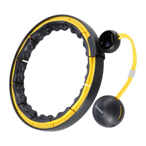 Masážny hula hoop HMS HHM21 so závažím, magnetmi a počítadlom čierna/žltá | DJK Sport B2B