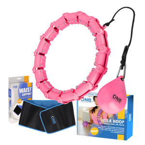 Súprava masážna hula hoop ONE Fitness OHA02 so závažím a zoštíhľujúceho pásu BR160 ružová | DJK Sport B2B
