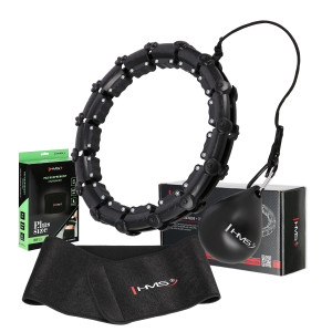 Sada čierny masážny Hula Hoop so závažím HMS HHW11 a zoštíhľujúci bedrový pás HMS BR163 PLUS SIZE | DJK Sport B2B