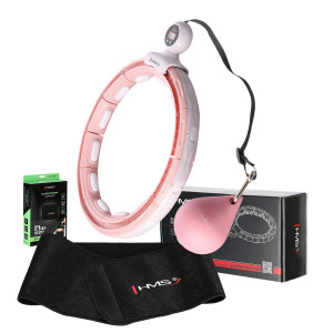 Súprava masážny hula hoop HMS HHM15 ružová so závažím, magnetmi a počítadlom a zoštíhľujúci pás BR163 PLUS SIZE | DJK Sport B2B