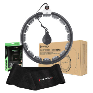Súprava masážny hula hoop HMS HHW06 čierny so závažím a počítadlom a zoštíhľujúci pás BR163 plus size | DJK Sport B2B