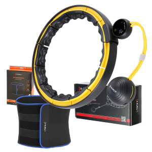 Sada masážna hula hoop so závažím HMS HHM21 a zoštíhľujúceho pásu BR1313 čierna/žltá | DJK Sport B2B