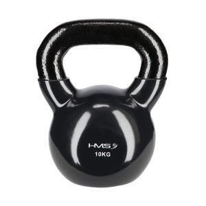 Vinylom potiahnutý kettlebell HMS KNV10 10 kg, čierny | DJK Sport B2B